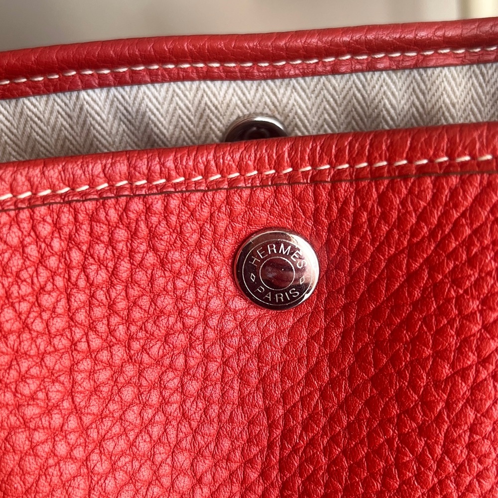 Hermes leather garden party 36 mm bag purse 100% guaranteed authentic sanguine - Picture 7 of 9
